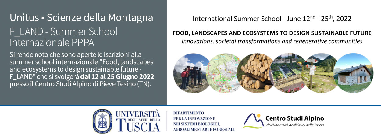Unitus • Scienze della Montagna | F_LAND - Summer School Internazionale PPPA