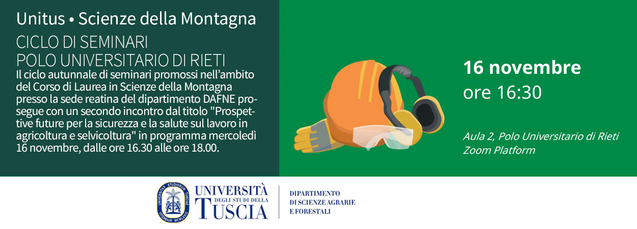 Unitus • Scienze della Montagna | CICLO DI SEMINARI - POLO UNIVERSITARIO DI RIETI