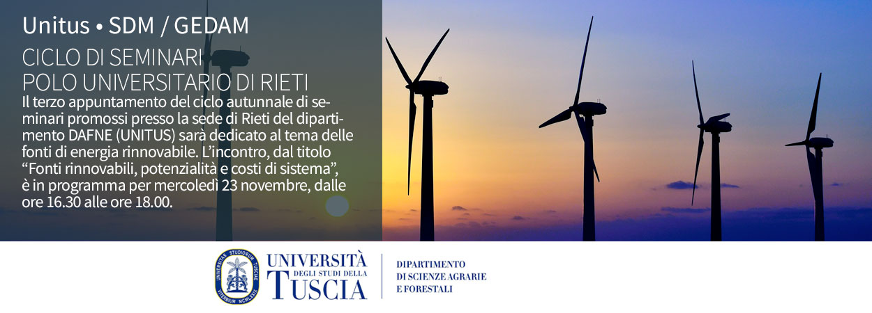 Unitus • SDM/GEDAM | CICLO DI SEMINARI - POLO UNIVERSITARIO DI RIETI