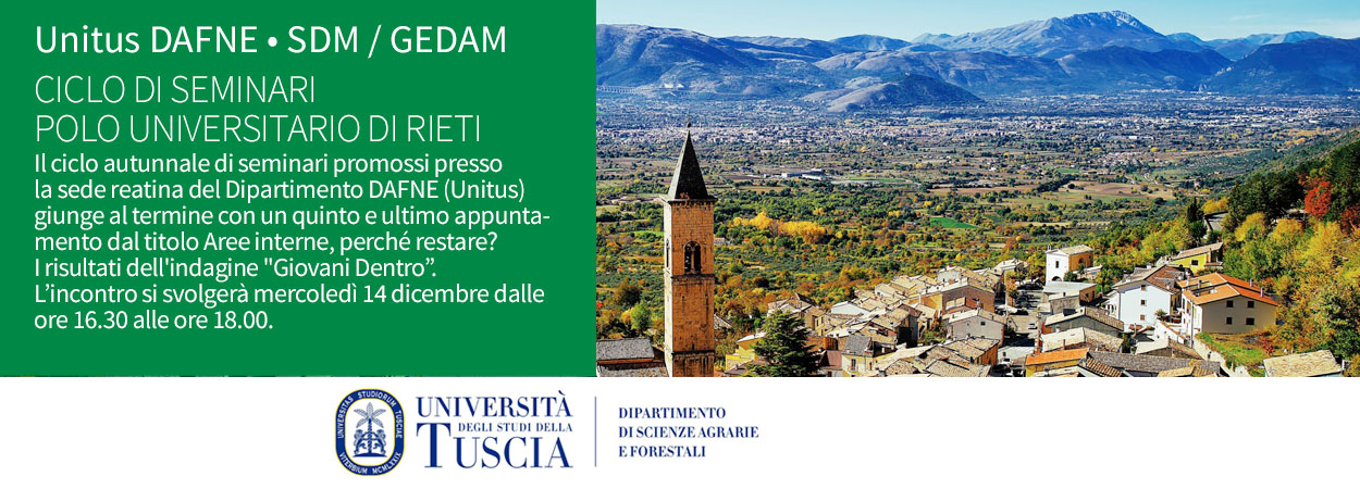 Unitus • SDM/GEDAM | CICLO DI SEMINARI - POLO UNIVERSITARIO DI RIETI