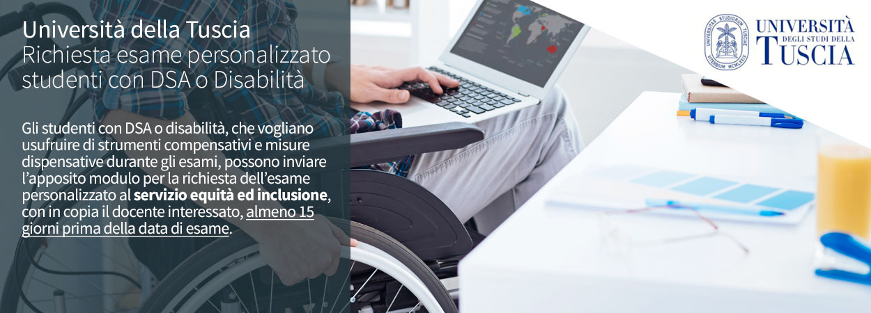 Richiesta esame personalizzato studenti con DSA o Disabilità