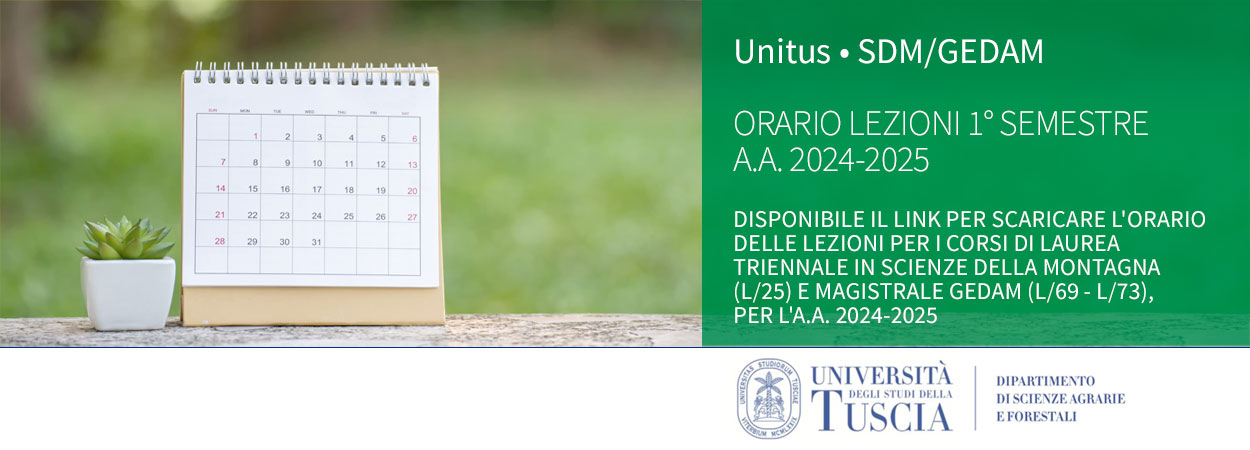 Unitus • SDM/GEDAM | ORARIO LEZIONI 1° SEMESTRE A.A. 2024-2025