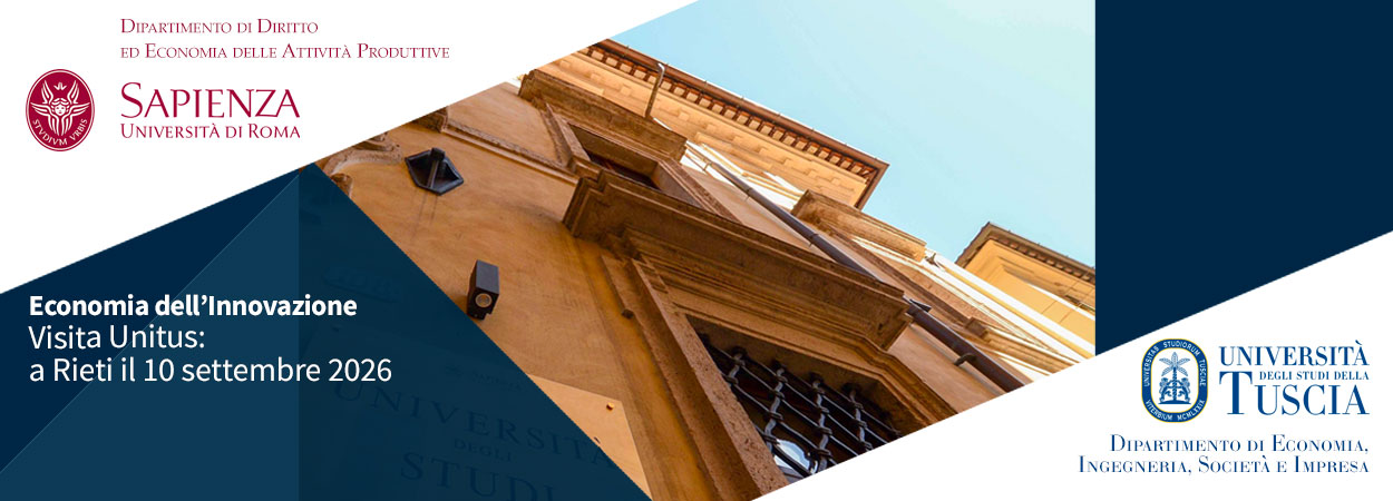 Economia dell’Innovazione | Visita Unitus: a Rieti il 10 settembre 2026
