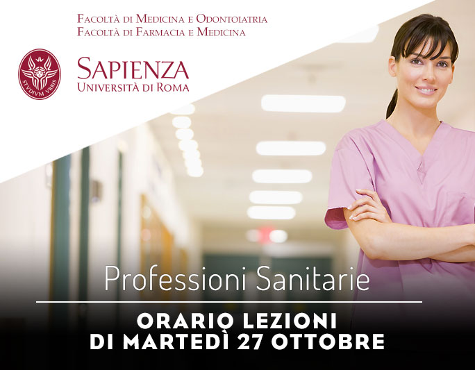 Professioni Sanitarie: orario lezioni di martedì 27 ottobre