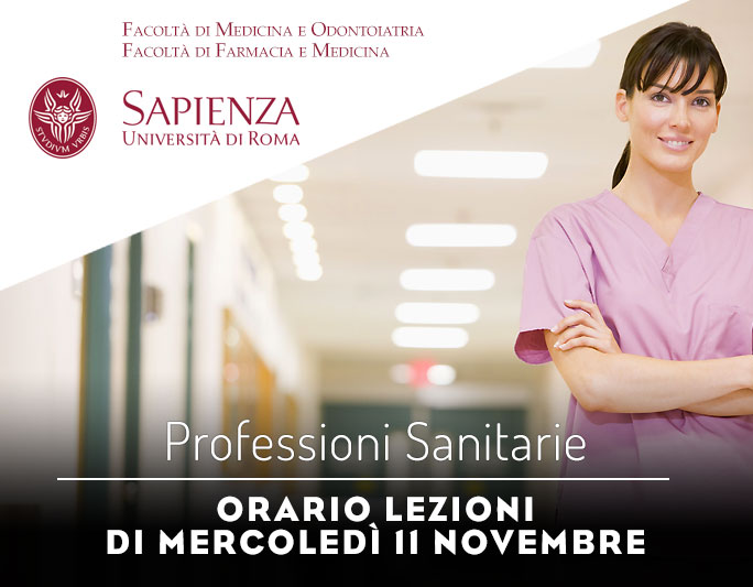 Professioni Sanitarie: orario lezioni di mercoledì 11 novembre