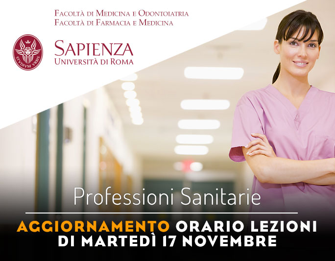 Professioni Sanitarie: orario lezioni di martedì 17 novembre