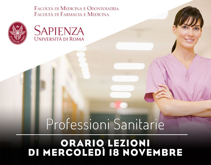 Professioni Sanitarie: orario lezioni di mercoledì 18 novembre