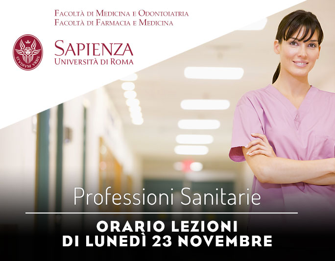 Professioni Sanitarie: orario lezioni di lunedì 23 novembre