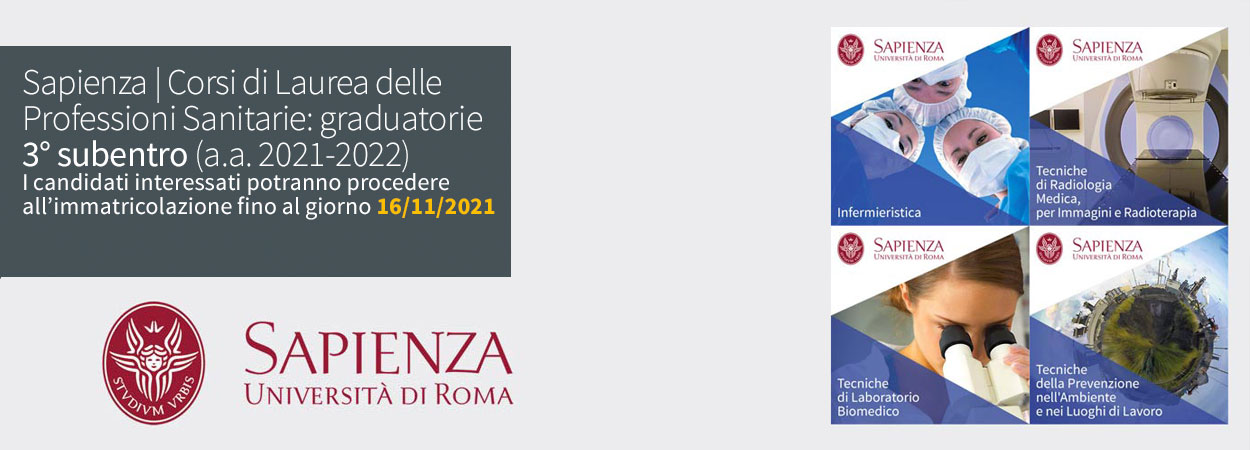 Prova di ammissione con selezione locale ai corsi di laurea delle Professioni Sanitarie | Graduatorie 3° subentro (a.a. 2021-2022)