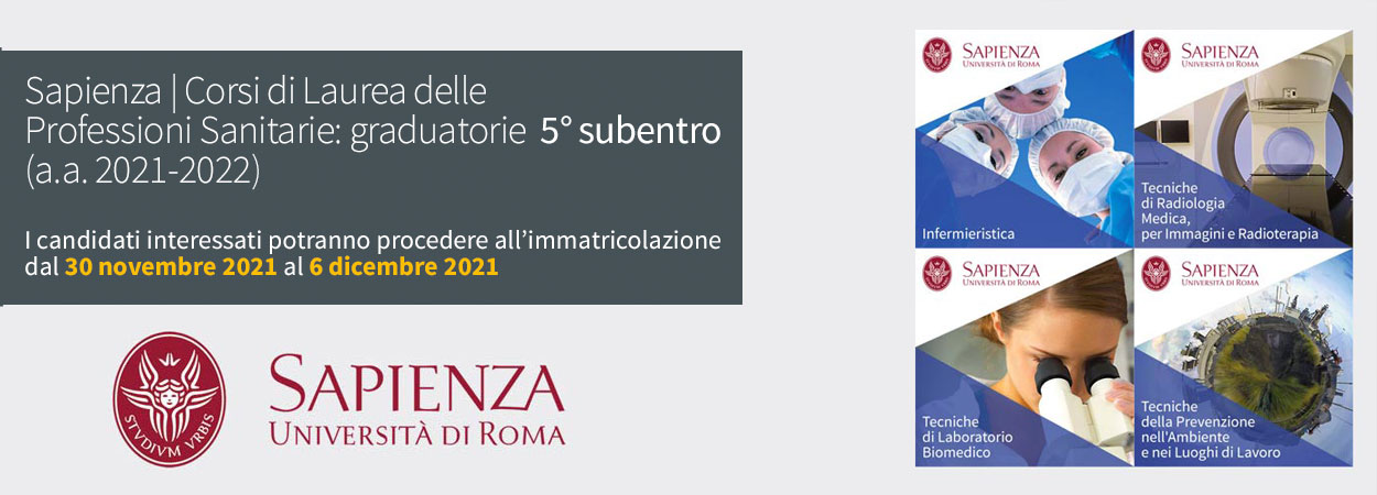 Prova di ammissione con selezione locale ai corsi di laurea delle Professioni Sanitarie | Graduatorie 5° subentro (a.a. 2021-2022)