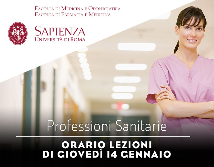 Professioni Sanitarie: orario lezioni di giovedì 14 gennaio