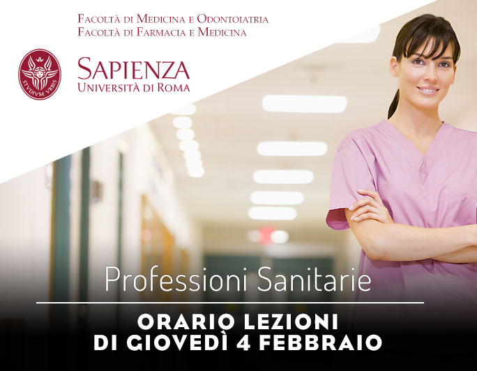 Professioni Sanitarie: orario lezioni di giovedì 4 febbraio