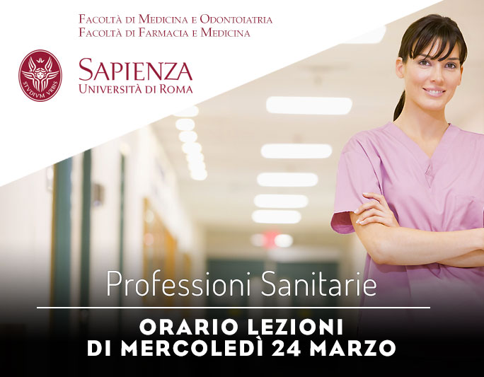 Professioni Sanitarie: orario lezioni di mercoledì 24 marzo