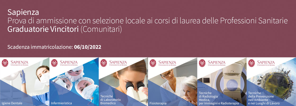 Prova di ammissione con selezione locale ai corsi di laurea delle Professioni Sanitarie | Graduatorie Vincitori