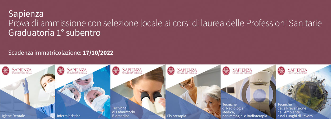 Prova di ammissione con selezione locale ai corsi di laurea delle Professioni Sanitarie | Graduatorie 1° subentro