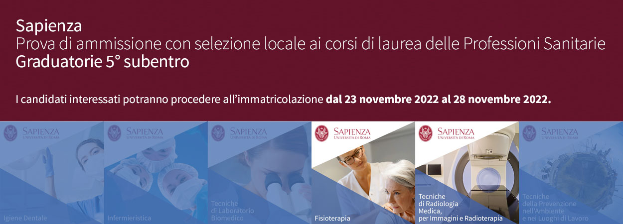 Prova di ammissione con selezione locale ai corsi di laurea delle Professioni Sanitarie | Graduatorie 5° subentro