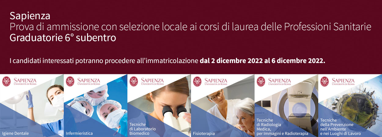 Prova di ammissione con selezione locale ai corsi di laurea delle Professioni Sanitarie | Graduatorie 6° subentro