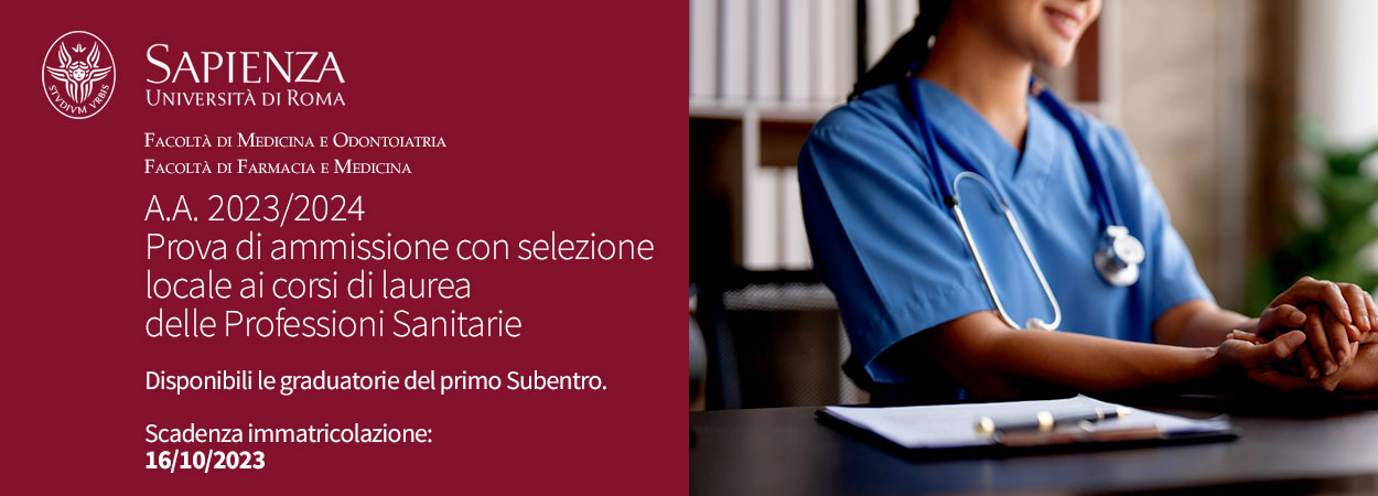 Sapienza | Prova di ammissione con selezione locale ai corsi di laurea delle Professioni Sanitarie - Graduatorie I Subentro • A.A. 2023/2024