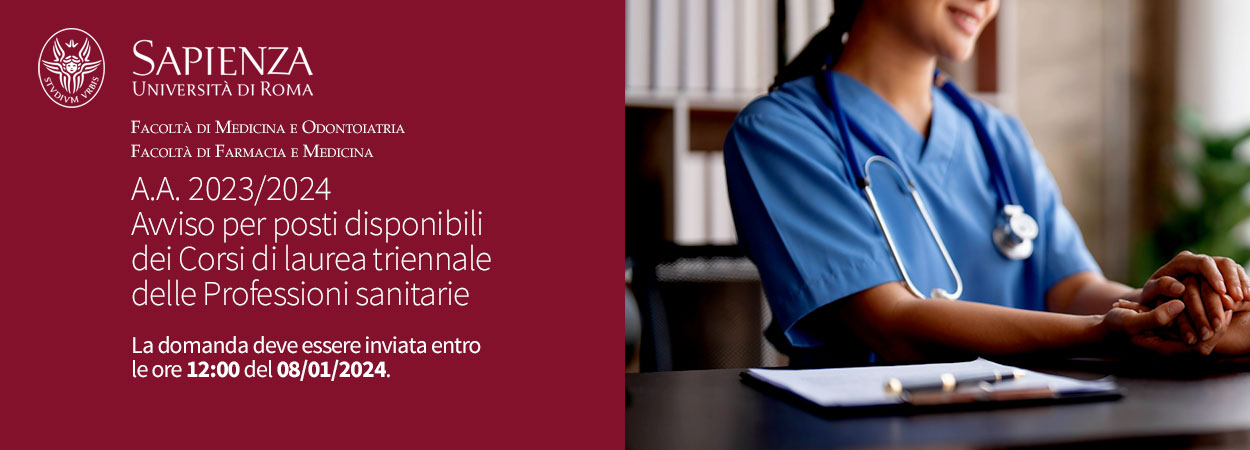 Sapienza | Avviso per posti disponibili dei Corsi di laurea triennale delle Professioni sanitarie a.a. 2023/2024