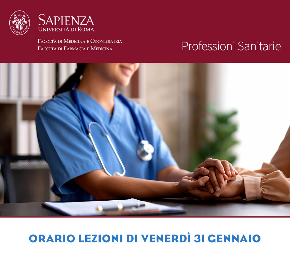 Professioni Sanitarie: orario lezioni di venerdì 31 gennaio