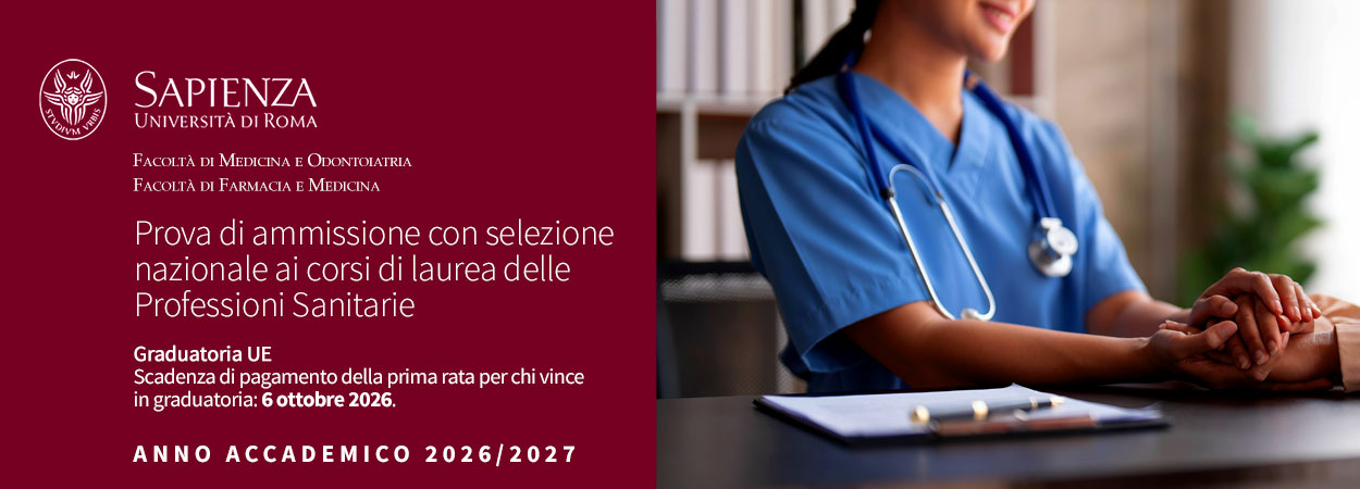 Sapienza | Prova di ammissione con selezione nazionale ai corsi di laurea delle Professioni Sanitarie - Graduatoria UE • A.A. 2026/2027