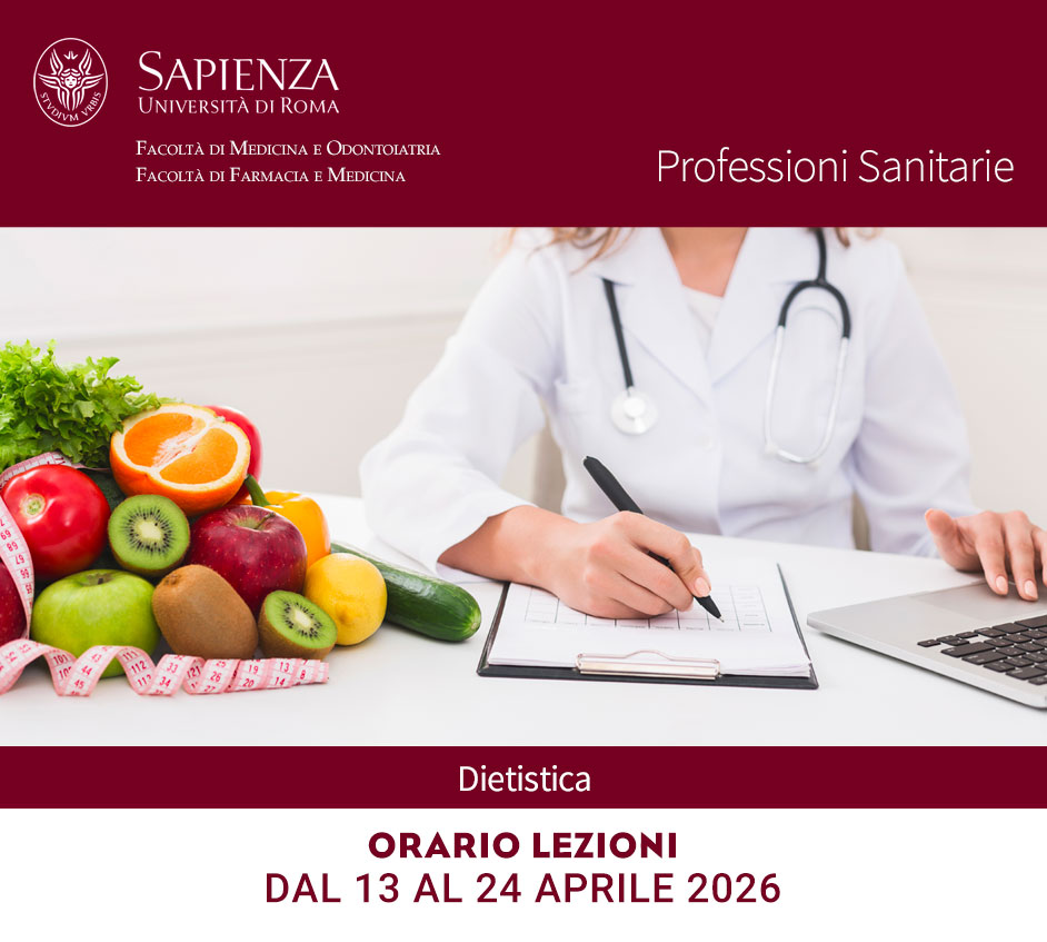 Dietistica: orario lezioni dal 13 al 24 aprile 2026