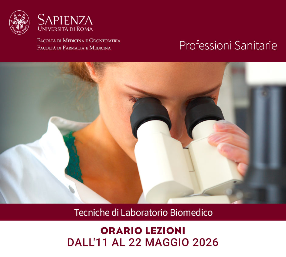 Tecniche di Laboratorio Biomedico: orario lezioni dall'11 al 22 maggio 2026