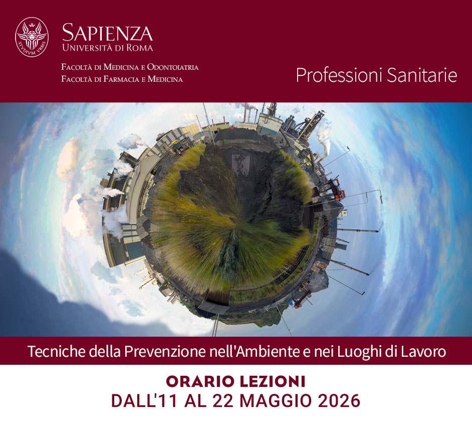 Tecniche della Prevenzione nell'Ambiente e nei Luoghi di Lavoro: orario lezioni dall'11 al 22 maggio 2026