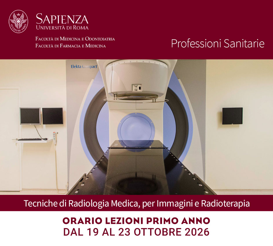 Tecniche di Radiologia Medica, per Immagini e Radioterapia: | primo anno: orario lezioni dal 19 al 23 ottobre 2026