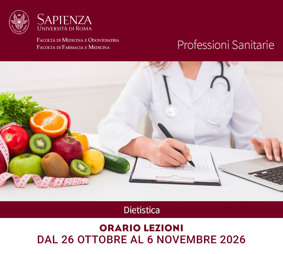 Dietistica: | Orario lezioni dal 26 ottobre al 6 novembre 2026