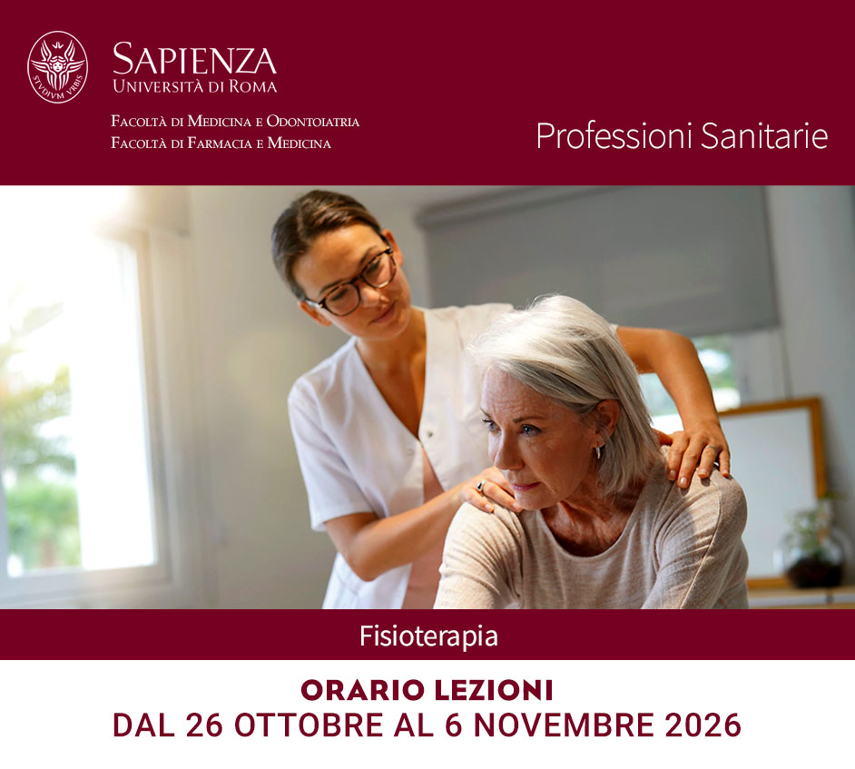 Fisioterapia: | Orario lezioni dal 26 ottobre al 6 novembre 2026