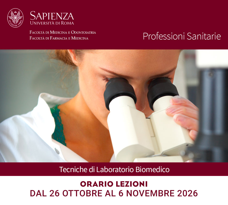 Tecniche di Laboratorio Biomedico: | Orario lezioni dal 26 ottobre al 6 novembre 2026