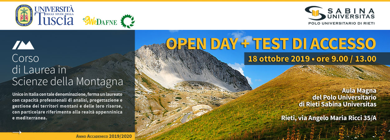 Open Day straordinario e Test di Accesso | 18 ottobre 2019