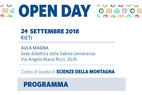 SdM | Programma aggiornato Open Day di Scienze della Montagna - Rieti, 24/09/2018