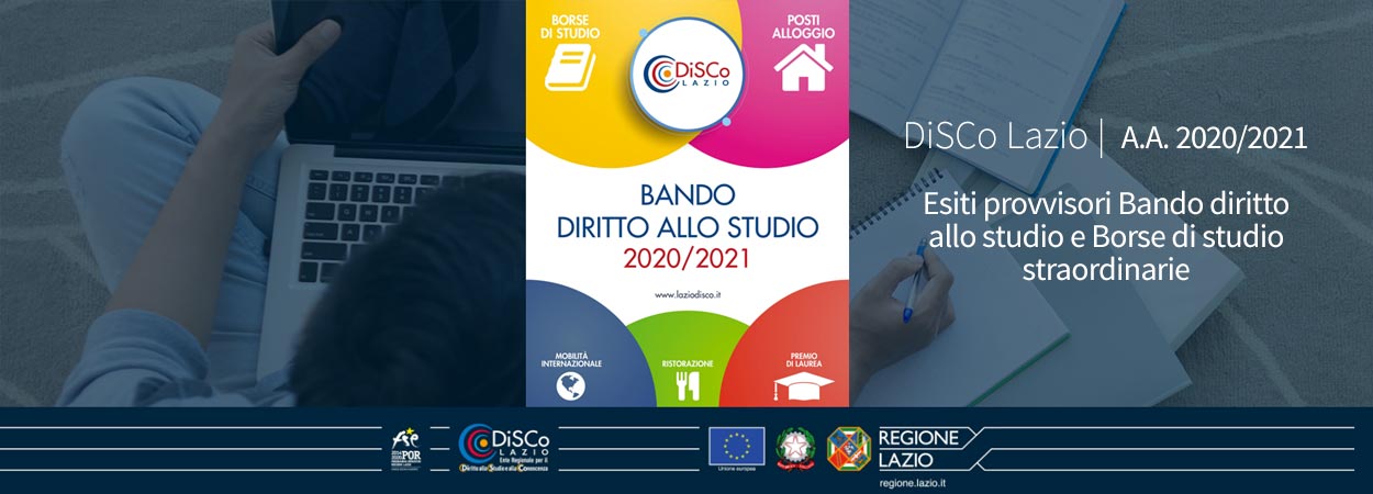 DiSCo Lazio | A.A. 2020/2021 – Esiti provvisori Bando diritto allo studio e Borse di studio straordinarie