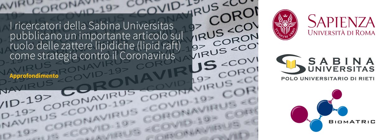 I ricercatori della Sabina Universitas pubblicano un importante articolo sul ruolo delle zattere lipidiche (lipid raft) come strategia contro il Coronavirus