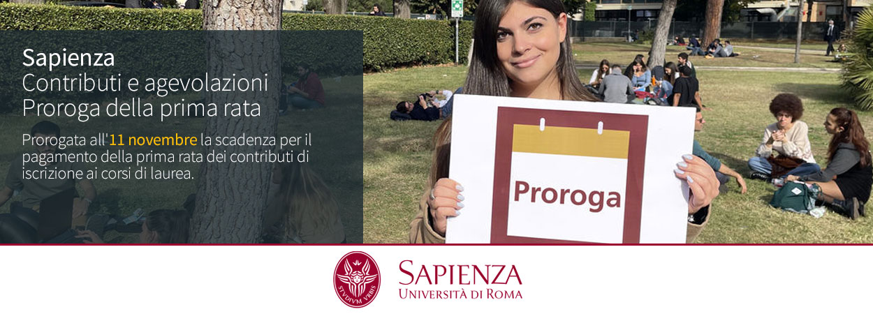 Sapienza | Contributi e agevolazioni - Proroga della prima rata (11 novembre)