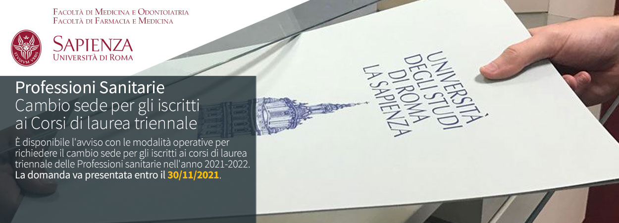 Sapienza | Cambio sede per gli iscritti ai Corsi di laurea triennale delle Professioni sanitarie