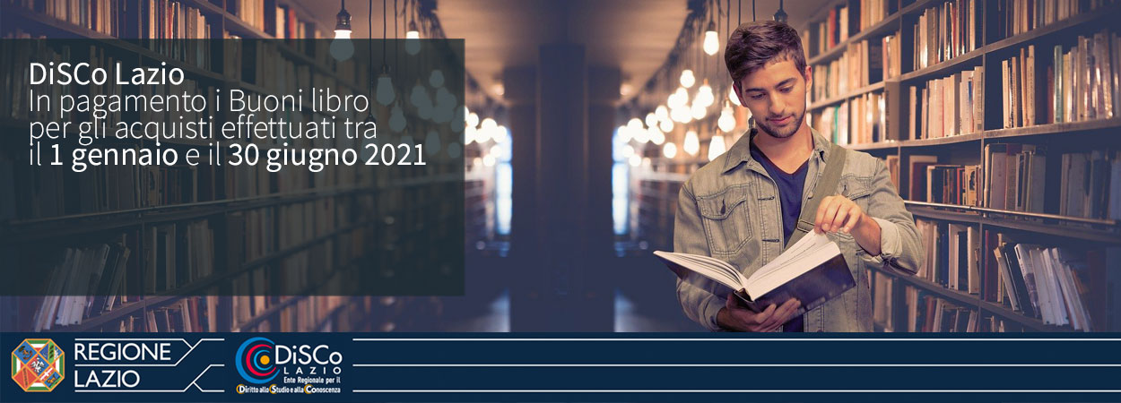 DiSCo Lazio | In pagamento i Buoni libro per gli acquisti effettuati tra il 1 gennaio e il 30 giugno 2021
