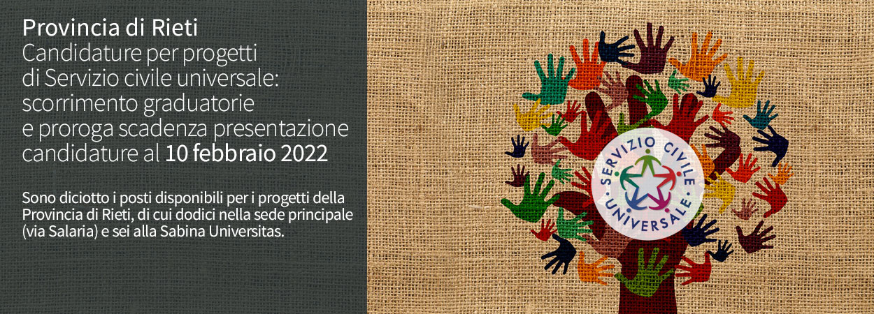 Candidature per progetti di Servizio civile universale: scorrimento graduatorie e proroga scadenza al 10 febbraio 2022