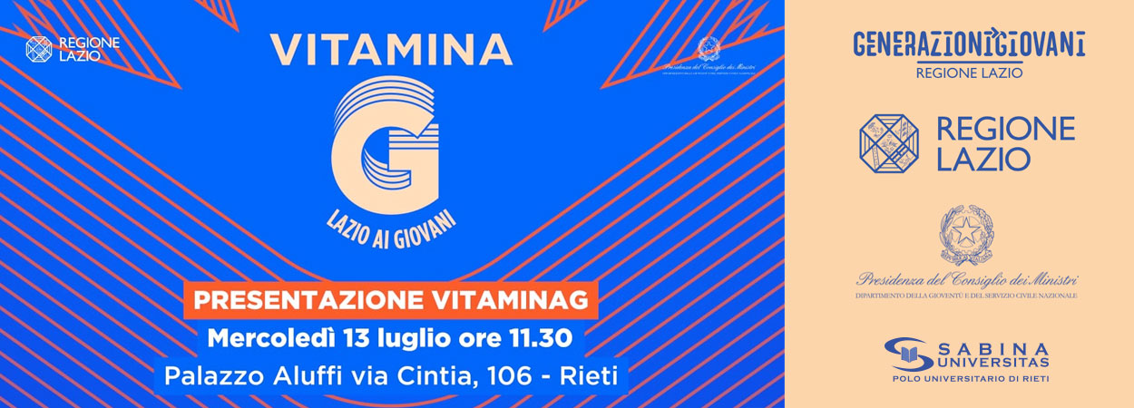 Vitamina G | Lazio ai Giovani. Evento di presentazione a Palazzo Aluffi, mercoledì 13 luglio → ore 11.30 