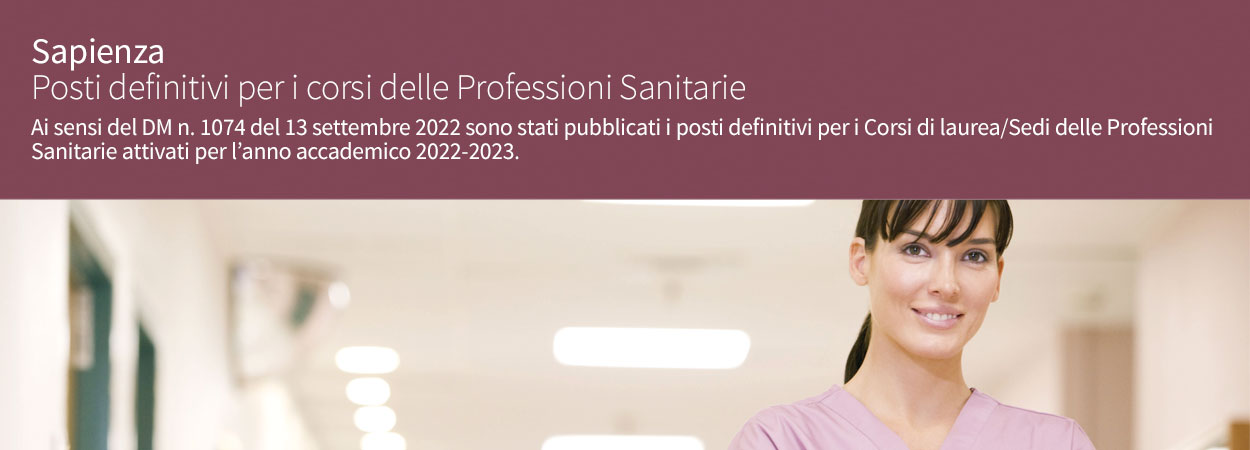 Sapienza | Posti definitivi per i corsi delle Professioni Sanitarie