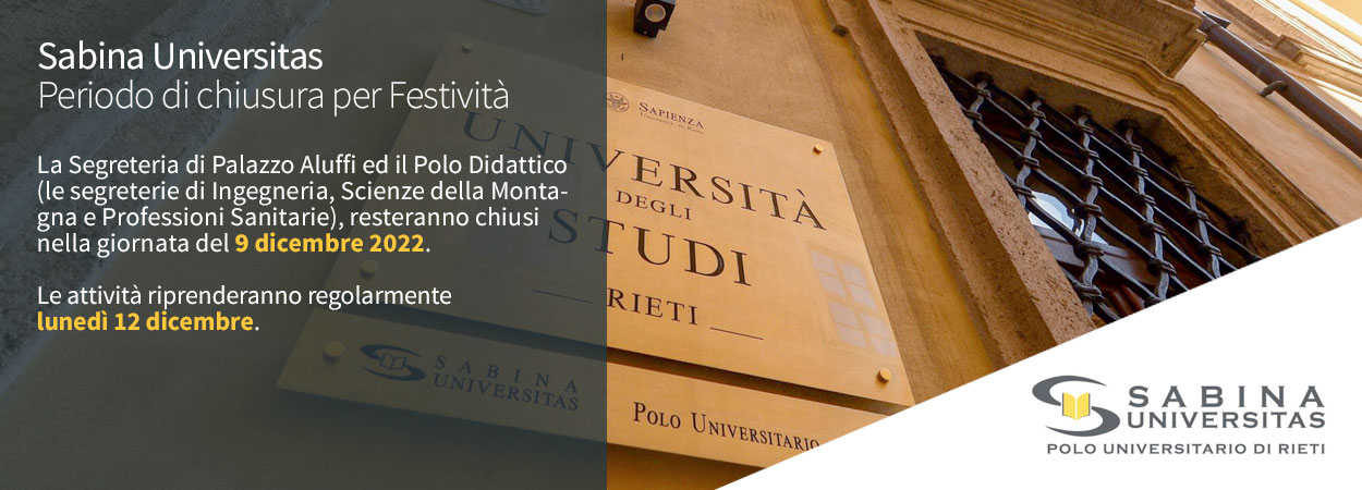 Periodo di chiusura per Festività