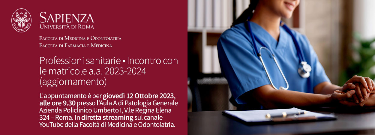 Sapienza | Professioni sanitarie • Incontro con le matricole a.a. 2023-2024 (aggiornamento)