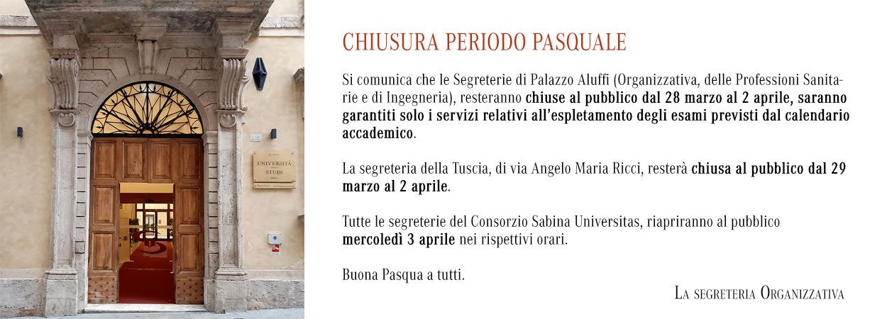 CHIUSURA PERIODO PASQUALE