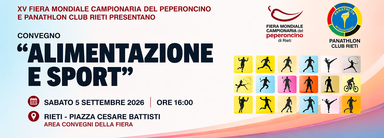 “Alimentazione e Sport”: a Rieti il convegno nell’ambito della Fiera Mondiale Campionaria del Peperoncino