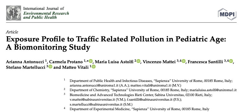 Biomonitoraggio dell’esposizione a inquinanti del traffico in età pediatrica.
